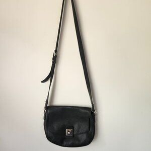 Furla Black Leather Crossbody Bag — Pebbled Leather Adjustable Strap
